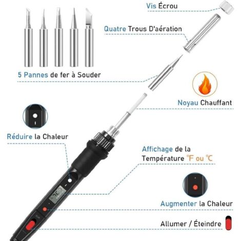 Lötkolben Kit 60W 60W Elektrischer Lötkolben-Kit Justierbare Temperatur-Elektronik UK Stecker Lötstation