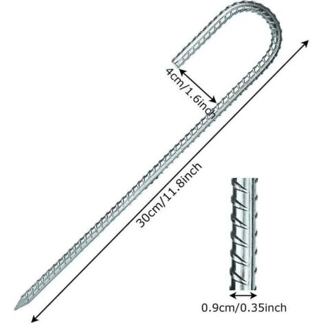 Piquets J Galvanisés Piquets Tente 30 Cm - Lot De 10 Galvanisés - Pour Camping, Trampoline, Jardin GOYADA Lot 10 Piquets Acier Galvanisé - 4