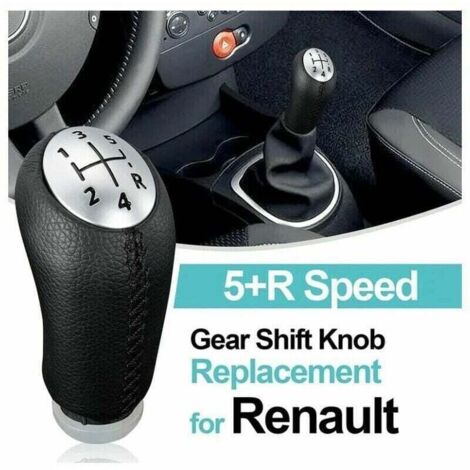 Schaltknauf Für Renault Clio 3 & Megane 2 - 5-Gang Leder Schaltkopf Mit Weißer Linie