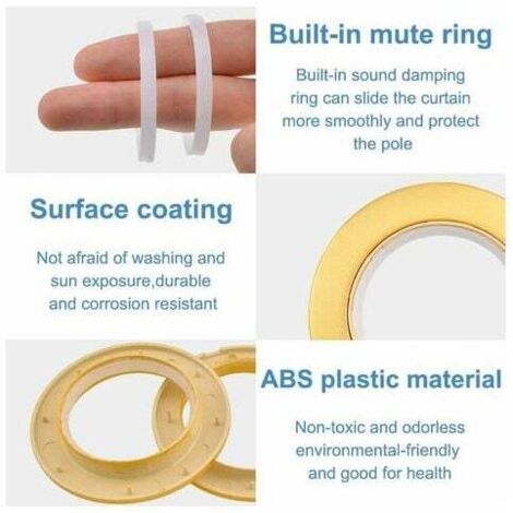 Œillets De Rideau En Plastique ABS – Lot De 32, Diamètre Intérieur 4 Cm, Silencieux, Facile à Installer, Couleur Café