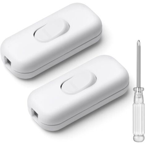 RYAN Lot 4 Interrupteurs Lampe Cordon Intermédiaire 250V/10A - Blanc Avec LED