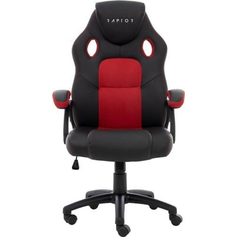 Chaise De Gaming En Tissu Noir Rouge - Charge Max 130 Kg, Pivotante, Ergonomique - Fauteuil Gamer Confortable