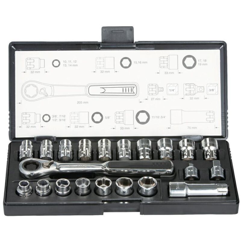 TecTake Coffret Clés à Cliquet 94 Pièces - Set Douilles 1/2" Et 1/4" Chrome Vanadium