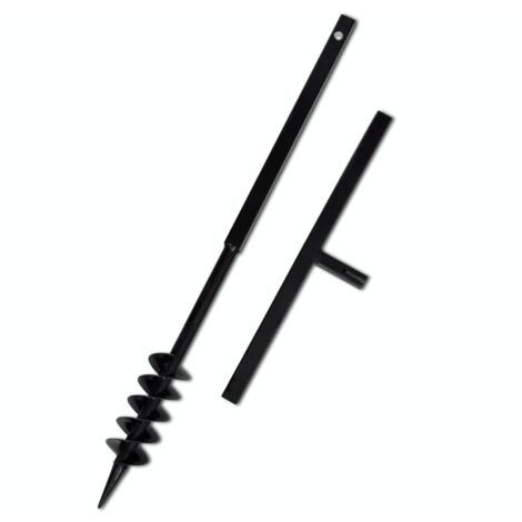 Vidaxl – Tarière manuelle 1 m avec mèche de 80 mm – Acier noir pour sols durs – Double spirale pour forage rapide – Confort de prise en main