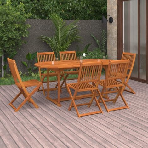 Ensemble à Manger De Jardin 7 Pcs | Salon De Jardin Beige Rotin Et Bois Massif CFW30090 | Leroy