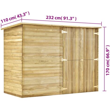 vidaXL Abri de jardin 232x110x170 cm Bois de pin imprégné