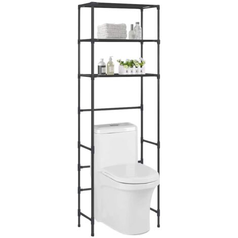 Vidaxl – Support de rangement toilette 3 niveaux – Acier inoxydable – Dimensions 53x28x169 cm – Pour salle de bain et buanderie