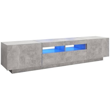 Meuble TV avec lumières LED Gris béton 180x35x40 cm