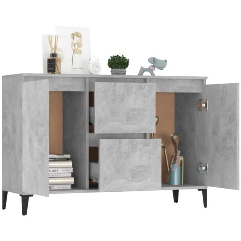 Buffet gris béton 104x35x70 cm bois d'ingénierie