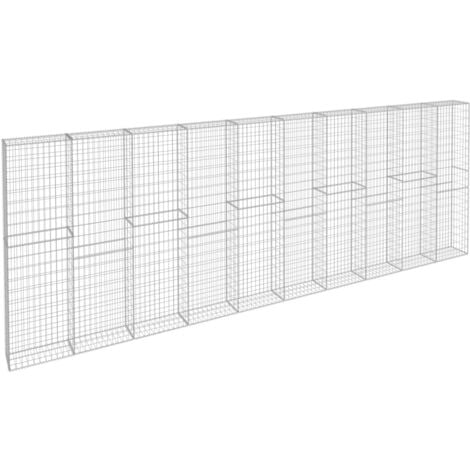 Mur à gabion avec couvercles Acier galvanisé 600 x 30 x 200 cm