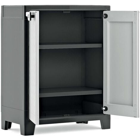 Keter Armoire de rangement basse Titan Noir et gris 100 cm