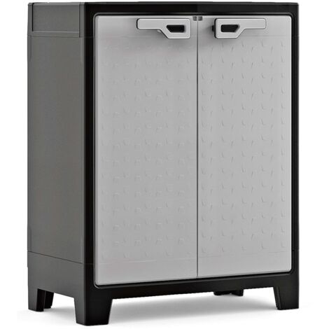 Keter Armoire de rangement basse Titan Noir et gris 100 cm