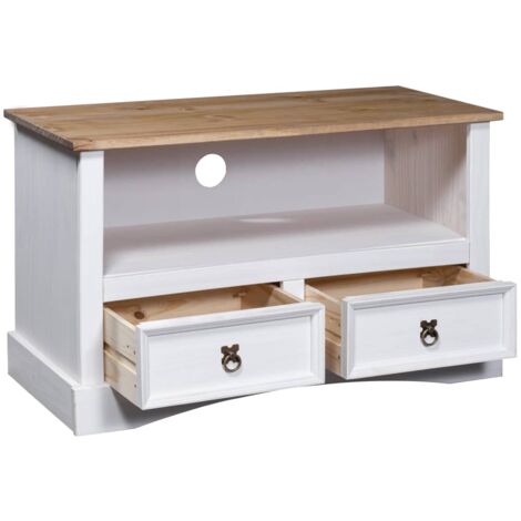 Meuble TV Gamme Corona pin mexicain Blanc 91x43x56 cm