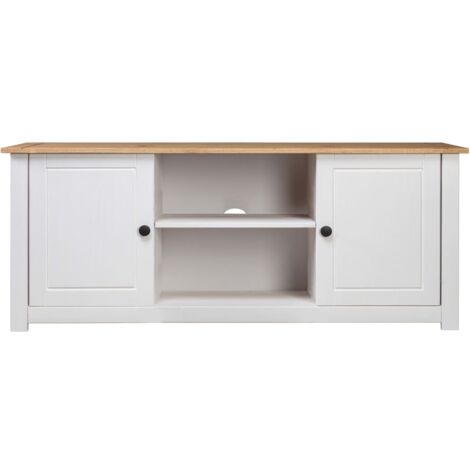 vidaXL Meuble TV Blanc 120x40x50 cm Bois de pin massif Gamme Panama