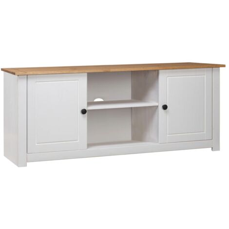 vidaXL Meuble TV Blanc 120x40x50 cm Bois de pin massif Gamme Panama