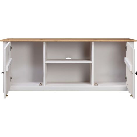 vidaXL Meuble TV Blanc 120x40x50 cm Bois de pin massif Gamme Panama