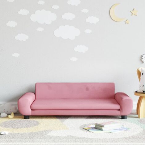 Vidaxl – Canapé pour enfants rose 100x54x33 cm en velours – Rembourrage mousse épaisse – Cadre en bois de pin massif – Pour enfants de 3 à 6 ans