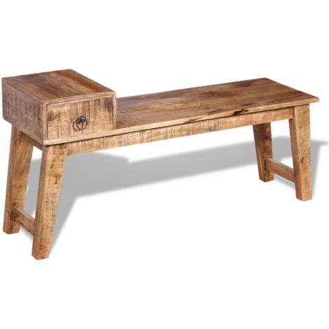 Banc avec tiroir Bois de manguier massif 120x36x60 cm