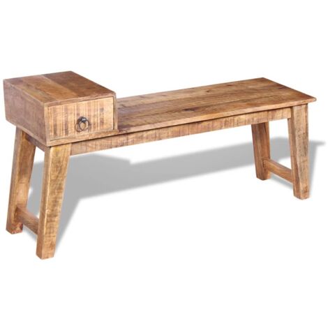 Banc avec tiroir Bois de manguier massif 120x36x60 cm
