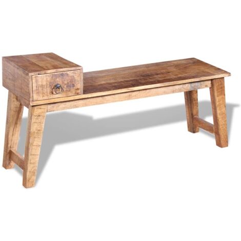 Banc avec tiroir Bois de manguier massif 120x36x60 cm