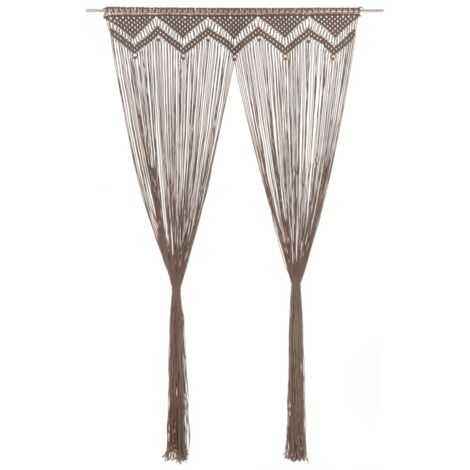Rideau en macramé Taupe 140x240 cm Coton