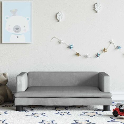 Canapé pour enfants gris clair 80x45x30 cm velours vidaXL (1/5)