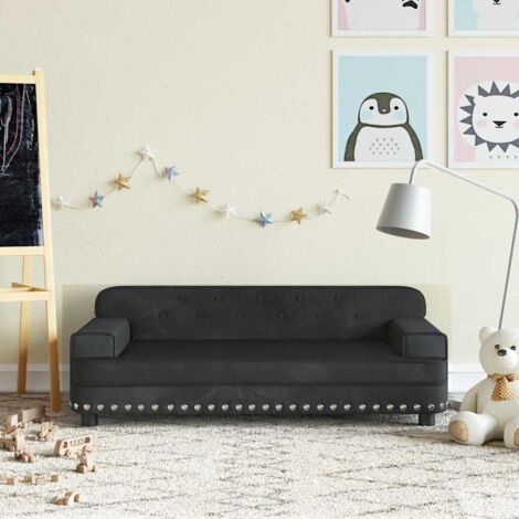 Canapé pour enfants noir 90x53x30 cm velours vidaXL (1/5)
