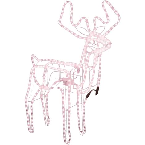 vidaXL Renne de Noël avec tête mobile Blanc chaud 76x42x87 cm