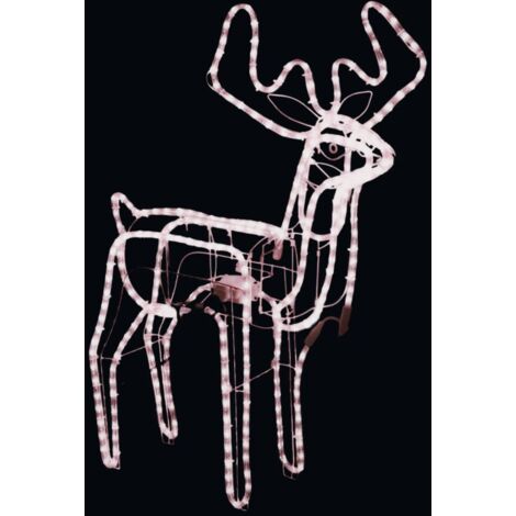 vidaXL Renne de Noël avec tête mobile Blanc chaud 76x42x87 cm