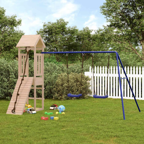 Vidaxl – Aire de jeux d'extérieur en bois de pin massif – Cadre robuste avec mur d'escalade et balançoire – Âge 3-8 ans, poids max 45 kg