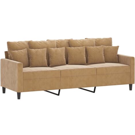 vidaXL Canapé à 3 places Marron 180 cm Velours