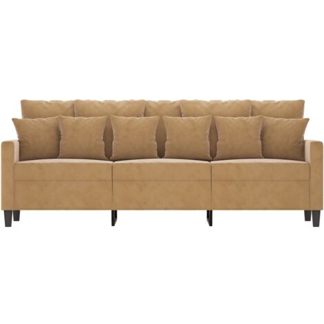 vidaXL Canapé à 3 places Marron 180 cm Velours