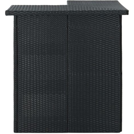 vidaXL Table d'angle de bar Noir 100x50x105 cm Résine tressée