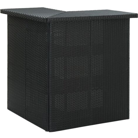vidaXL Table d'angle de bar Noir 100x50x105 cm Résine tressée