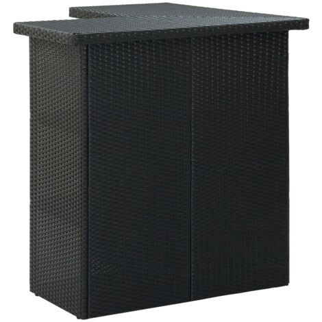 vidaXL Table d'angle de bar Noir 100x50x105 cm Résine tressée