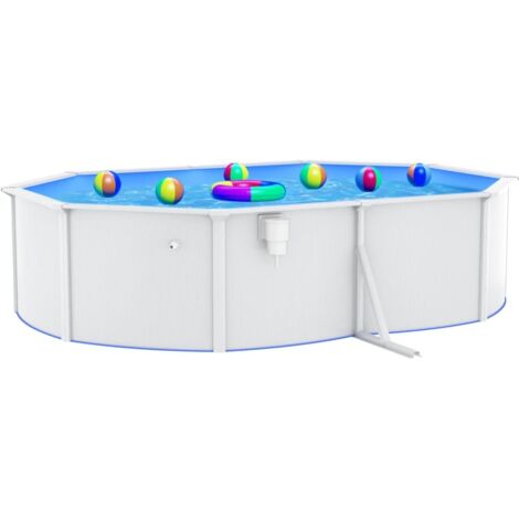 Piscine Ronde Poolomio à Paroi En Acier - 240 X 90 Cm, Blanc, Kit Complet Avec Skimmer