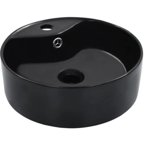 Lavabo avec trop-plein 36x13 cm Céramique Noir
