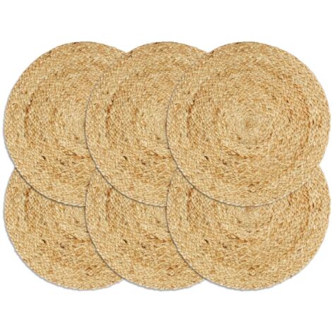 Vidaxl – Lot de 6 napperons ronds en jute naturel 38 cm – Tissés à la main – Résistants et faciles d'entretien – Décoration cuisine unique