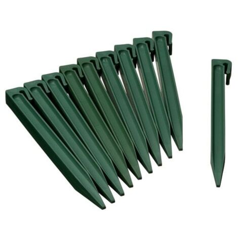 Lot de 10 ancres pour bordures de jardin en polyéthylène recyclé – Hauteur 26,7 cm – Fixation par emboîtement ou vissage – Nature