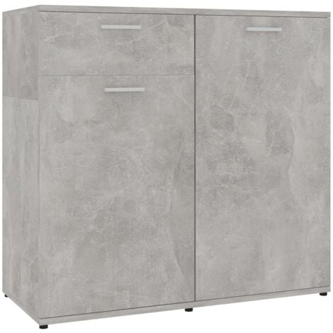 Buffet gris béton 80x36x75 cm bois d'ingénierie
