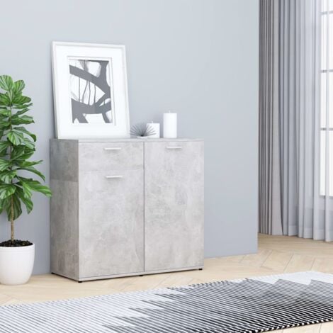 Buffet gris béton 80x36x75 cm bois d'ingénierie