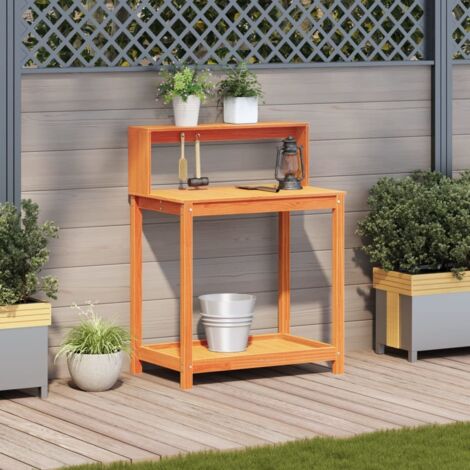 Table De Rempotage Jardin En Bois Avec Évier Et Rangement - Yaheetech 115x45x121 Cm - Certifié FSC