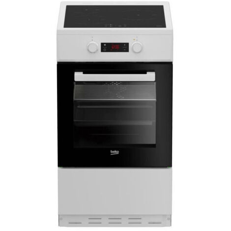 Beko – Cuisinière induction 3 feux – Chaleur pulsée 3D – Nettoyage catalyse – Four 60L – Largeur 50cm – Économie 0,92 kWh/cycle - FSM58301WC (1/5)