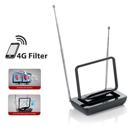 Antenne intérieure numérique et analogique – Réception TNT et DAB – Canaux VHF/UHF – Câble coaxial 1m – Garantie 2 ans – Oneforall1