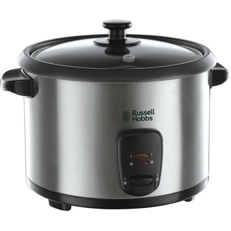 Cuiseur à riz 1,8 L 700 W – Acier inoxydable – Couvercle en verre pour surveillance – Panier vapeur inclus pour légumes et poissons – Russell Hobbs - 19750-56 (1/10)