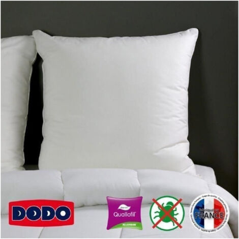 Dodo – Oreiller grand luxe 60x60 cm – Garnissage fibres creuses 100% polyester Allerban – Traitement anti-acarien et antimicrobien