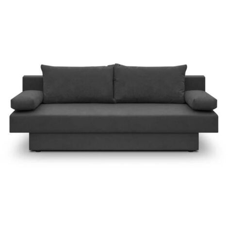 Banquette convertible 3 places Pyry - Tissu gris - 187 x 85 cm - AUCUNE