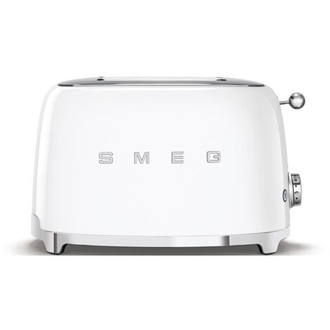 Smeg – Grille-pain 2 fentes 950W blanc – Fentes extra-larges pour toasts – 6 niveaux de brunissage – Tiroir ramasse-miettes amovible - tsf01wheu