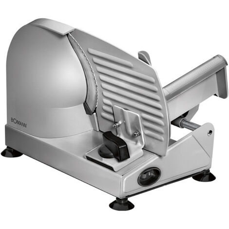 Trancheuse électrique 150W – Lame dentelée en acier inoxydable Ø 190 mm – Épaisseur de coupe réglable jusqu'à 15 mm – Pour viandes, fromages, pain – Bomann - MA 451 CB