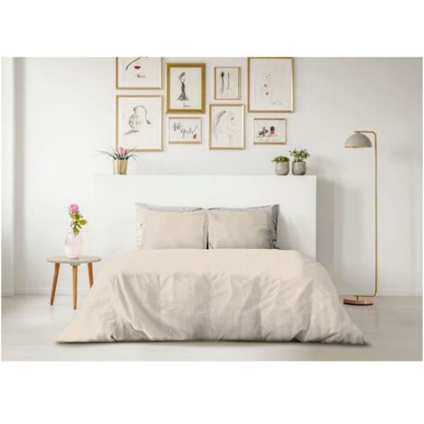 Lovely Home Housse de Couette Beige Crème 240x260 cm